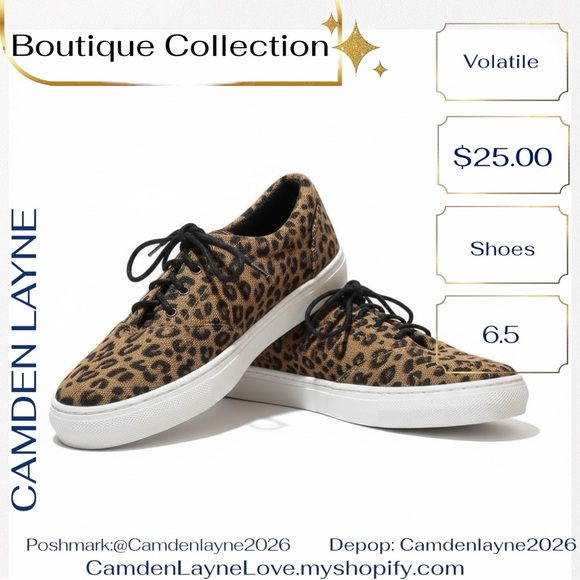 Volatile Shoes - Volatile Tan and Black Animal Print Sneakers